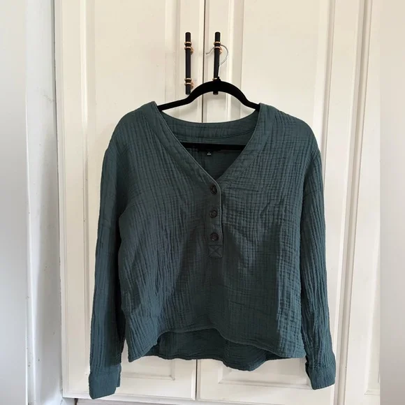 Madewell Light Spun Evert Top Midnight Green Size Small - Picture 2 of 9